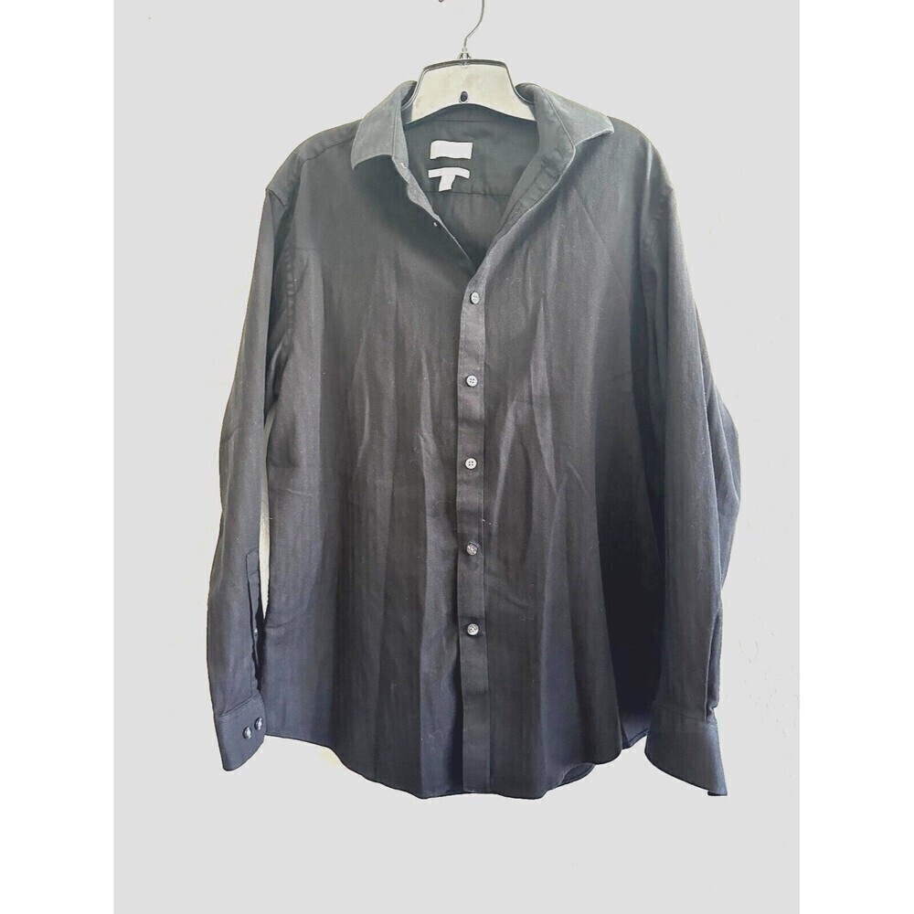 Michael Kors Mens Stretch Slim Fit Button-Up‎ Shirt Mens Size 16.5 32/33 Black
